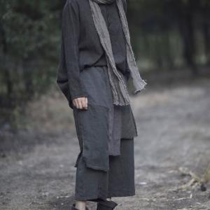Patchwork Layering Linen Fisherman Pants