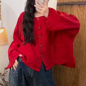Relax-Fit Linen Button Fly Shacket