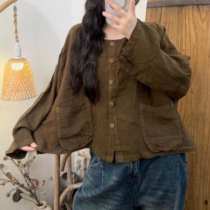 Relax-Fit Linen Button Fly Shacket