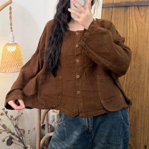 Relax-Fit Linen Button Fly Shacket
