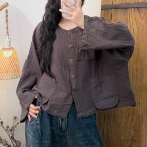 Relax-Fit Linen Button Fly Shacket