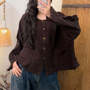 Relax-Fit Linen Button Fly Shacket