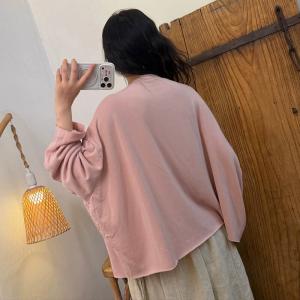 Knitted Cotton Plain Oversized Sweatshirt