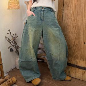 Street Style High Rise Barrel Jeans for Women