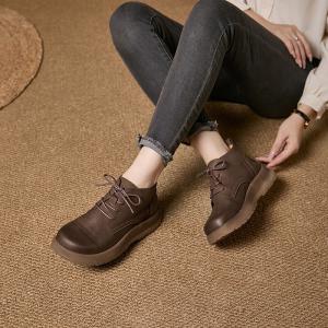 City Chic Leather Tied Short Martin Boots