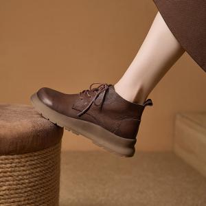 City Chic Leather Tied Short Martin Boots