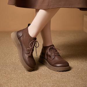 City Chic Leather Tied Short Martin Boots