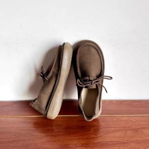 Round Toe Soft Leather Tied Loafers