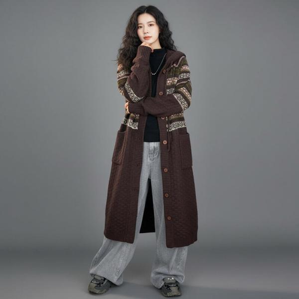 Street Wool Blend Long Sleeve Hooded Printed Dark Coffee Black Khaki plus size lazy day slouchy ulzzang normcore travel