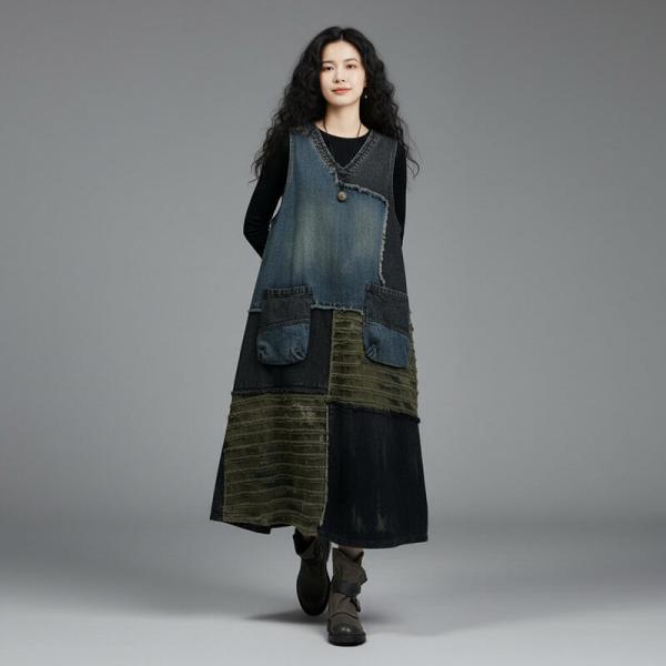Casual 100% Cotton Sleeveless V-Neck Multi-Color Blue comfy resort oversized lazy day travel
