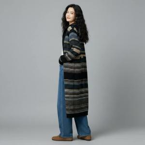 Button Down Cashmere Blend Hoodie Fair Isle Coat