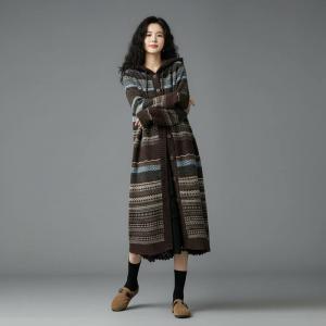Button Down Cashmere Blend Hoodie Fair Isle Coat