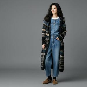 Button Down Cashmere Blend Hoodie Fair Isle Coat