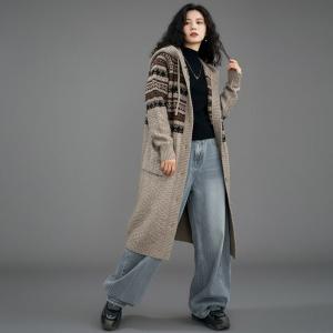 Winter Style Hoodie Fair Isle Cardigan Coat