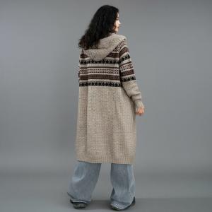 Winter Style Hoodie Fair Isle Cardigan Coat