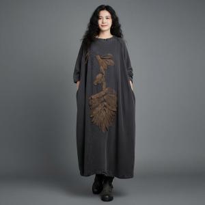 Stereo Flowers Linen Modest Caftan Dress