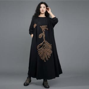 Stereo Flowers Linen Modest Caftan Dress