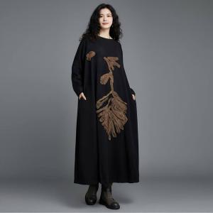 Stereo Flowers Linen Modest Caftan Dress