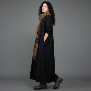 Stereo Flowers Linen Modest Caftan Dress