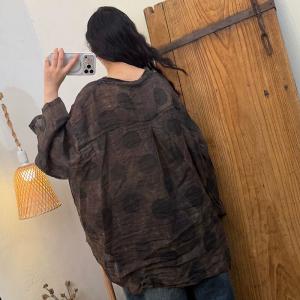 Big Polka Dot Coffee Ramie Oversized Shirt