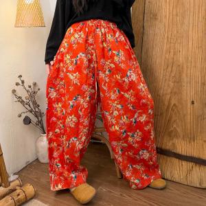Tropcial Patterns Linen Barrel Pants