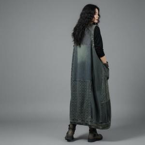 Front Pocket Large Size Denim Sundress