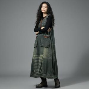Front Pocket Large Size Denim Sundress