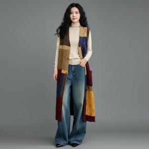 Mid-Calf Colorful Knitting Vest