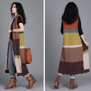 Mid-Calf Colorful Knitting Vest