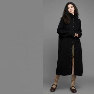 Stand Collar Chuny Cable Knit Coat