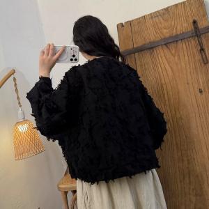 Relax-Fit Cotton Short Tassel Jacket