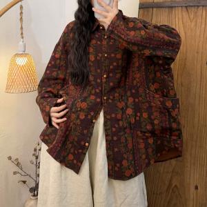 Floral Patterned Cotton Oversized Midi Shacket