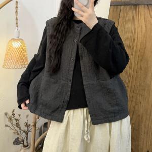 Fall Fashion Organic Linen Ladies Waistcoat