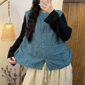 Fall Fashion Organic Linen Ladies Waistcoat