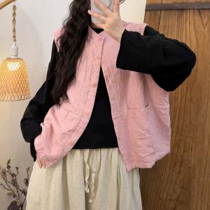 Fall Fashion Organic Linen Ladies Waistcoat