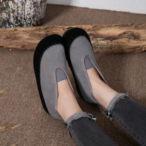 Suede Leather Slip-On Ugly Mom Flats
