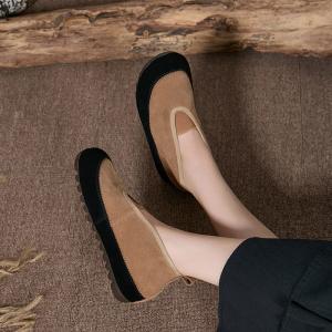 Suede Leather Slip-On Ugly Mom Flats