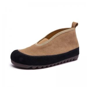 Suede Leather Slip-On Ugly Mom Flats