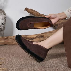 Suede Leather Slip-On Ugly Mom Flats