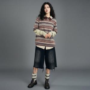 Polo Neck Overiszed Fair Isle Sweater