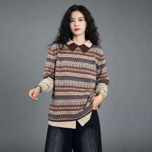 Polo Neck Overiszed Fair Isle Sweater