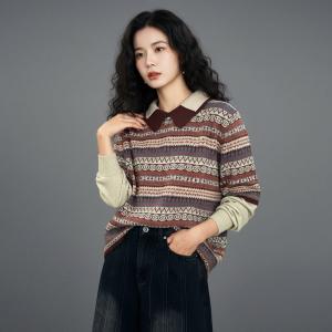 Polo Neck Overiszed Fair Isle Sweater