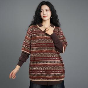 Polo Neck Overiszed Fair Isle Sweater