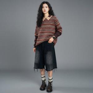 Polo Neck Overiszed Fair Isle Sweater