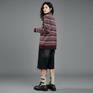 Mock Neck Vintage Knit Fair Isle Sweater
