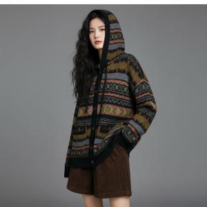 Single Breasted Fair Isle Hooded Sweater