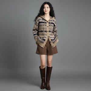 Single Breasted Fair Isle Hooded Sweater