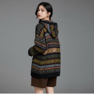 Single Breasted Fair Isle Hooded Sweater