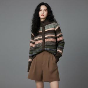 Stand Collar Casual Fair Isle Sweater
