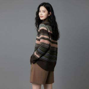 Stand Collar Casual Fair Isle Sweater